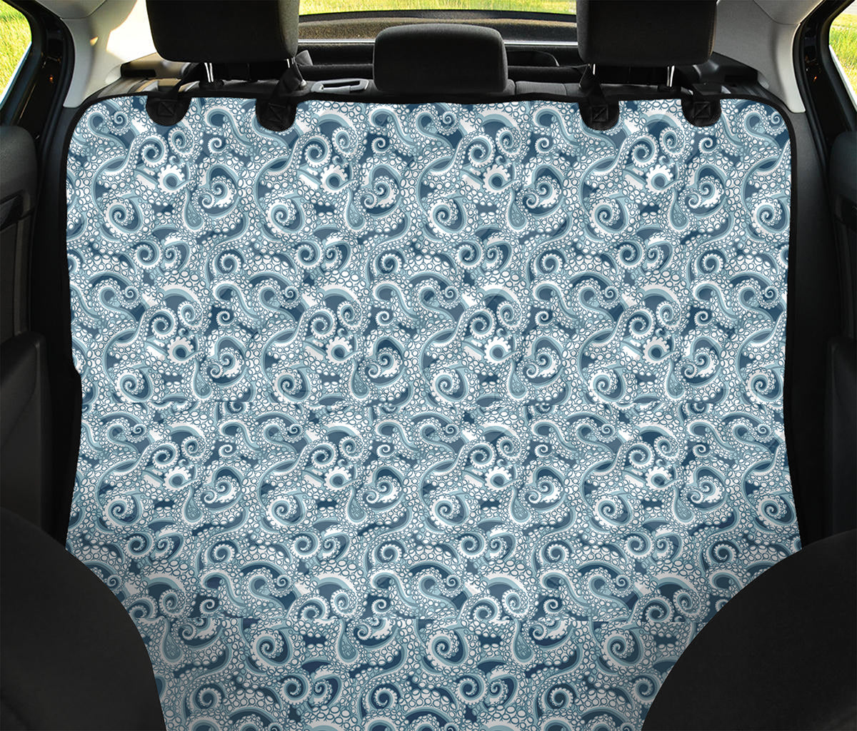 Blue Octopus Tentacles Pattern Print Pet Car Back Seat Cover