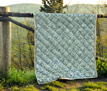 Blue Octopus Tentacles Pattern Print Quilt