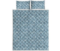 Blue Octopus Tentacles Pattern Print Quilt Bed Set
