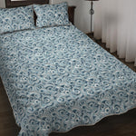 Blue Octopus Tentacles Pattern Print Quilt Bed Set