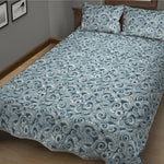 Blue Octopus Tentacles Pattern Print Quilt Bed Set