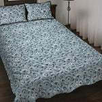 Blue Octopus Tentacles Pattern Print Quilt Bed Set