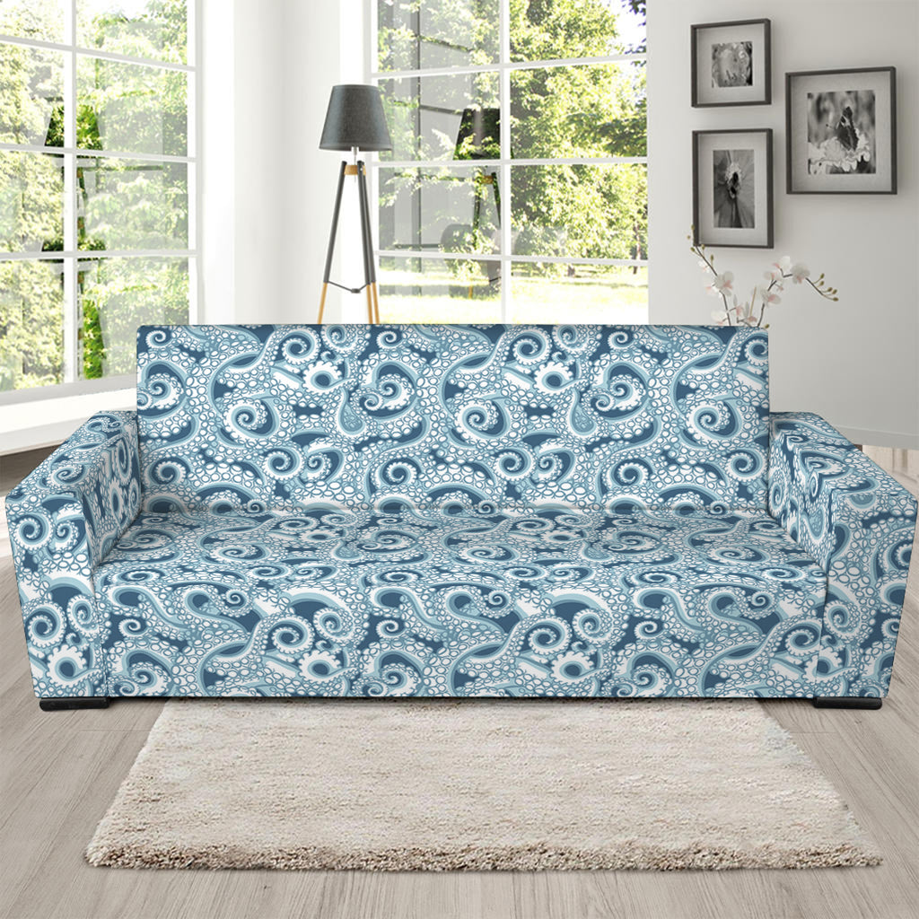 Blue Octopus Tentacles Pattern Print Sofa Slipcover