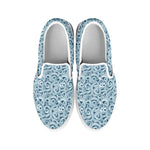 Blue Octopus Tentacles Pattern Print White Slip On Shoes