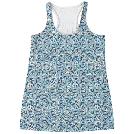 Blue Octopus Tentacles Pattern Print Women's Racerback Tank Top