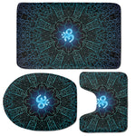 Blue Om Mandala Print 3 Piece Bath Mat Set