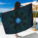 Blue Om Mandala Print Beach Sarong Wrap