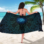 Blue Om Mandala Print Beach Sarong Wrap