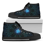 Blue Om Mandala Print Black High Top Shoes