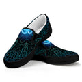 Blue Om Mandala Print Black Slip On Sneakers