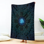 Blue Om Mandala Print Blanket