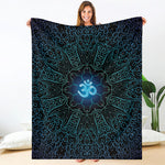 Blue Om Mandala Print Blanket