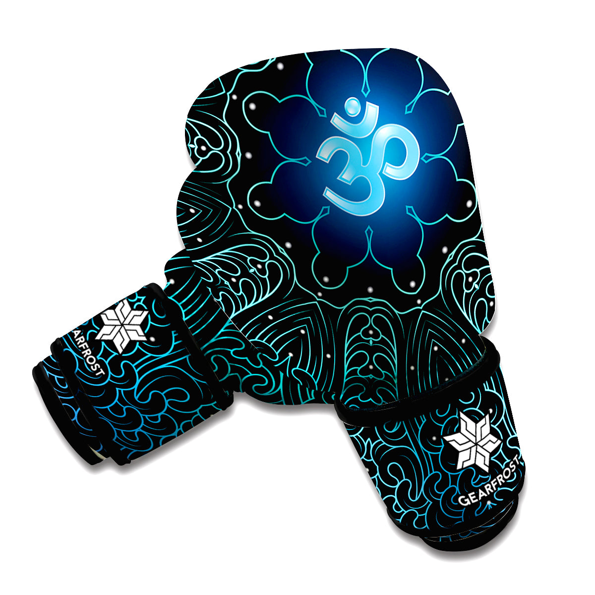 Blue Om Mandala Print Boxing Gloves