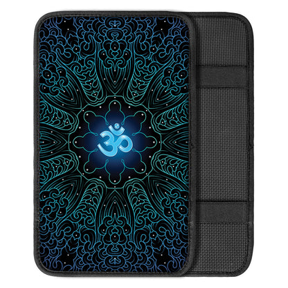 Blue Om Mandala Print Car Center Console Cover