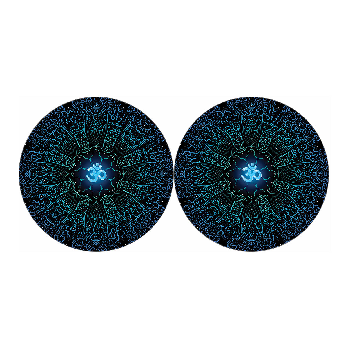 Blue Om Mandala Print Car Coasters