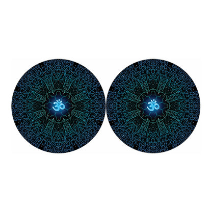 Blue Om Mandala Print Car Coasters