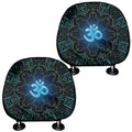 Blue Om Mandala Print Car Headrest Covers