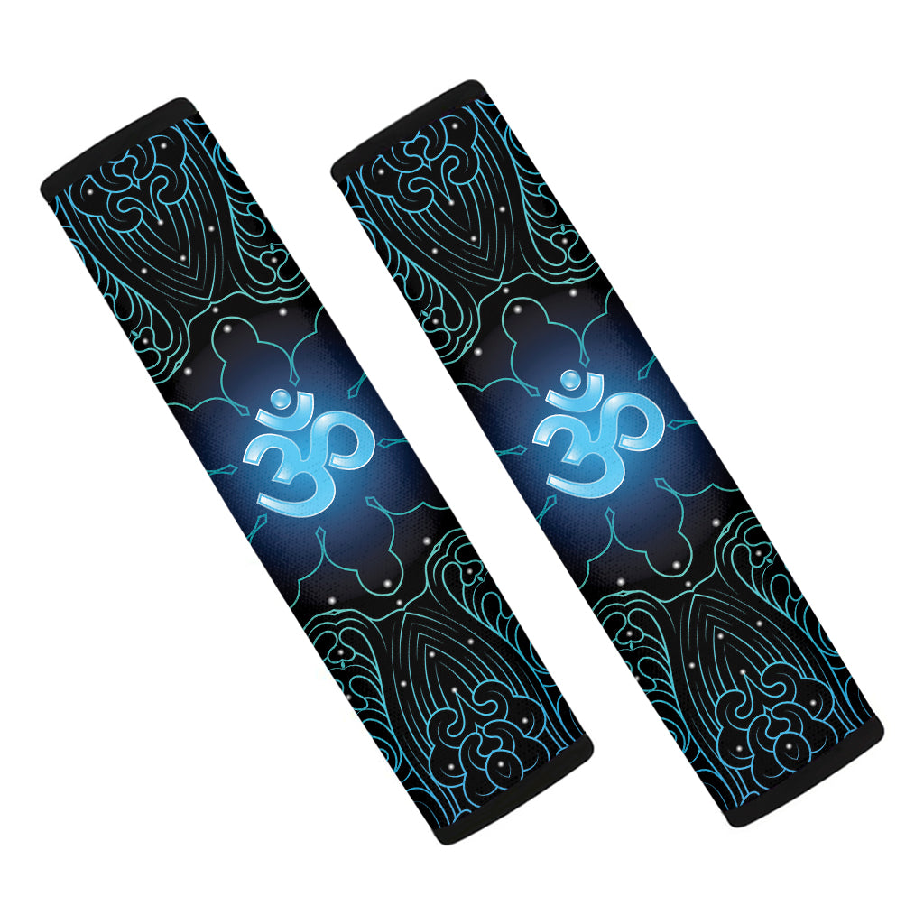 Blue Om Mandala Print Car Seat Belt Covers