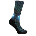 Blue Om Mandala Print Crew Socks