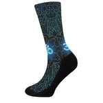 Blue Om Mandala Print Crew Socks