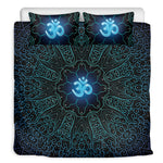 Blue Om Mandala Print Duvet Cover Bedding Set