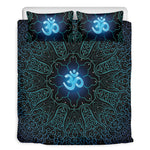 Blue Om Mandala Print Duvet Cover Bedding Set