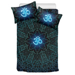 Blue Om Mandala Print Duvet Cover Bedding Set