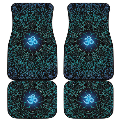 Blue Om Mandala Print Front and Back Car Floor Mats