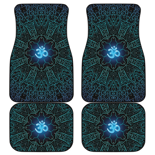 Blue Om Mandala Print Front and Back Car Floor Mats