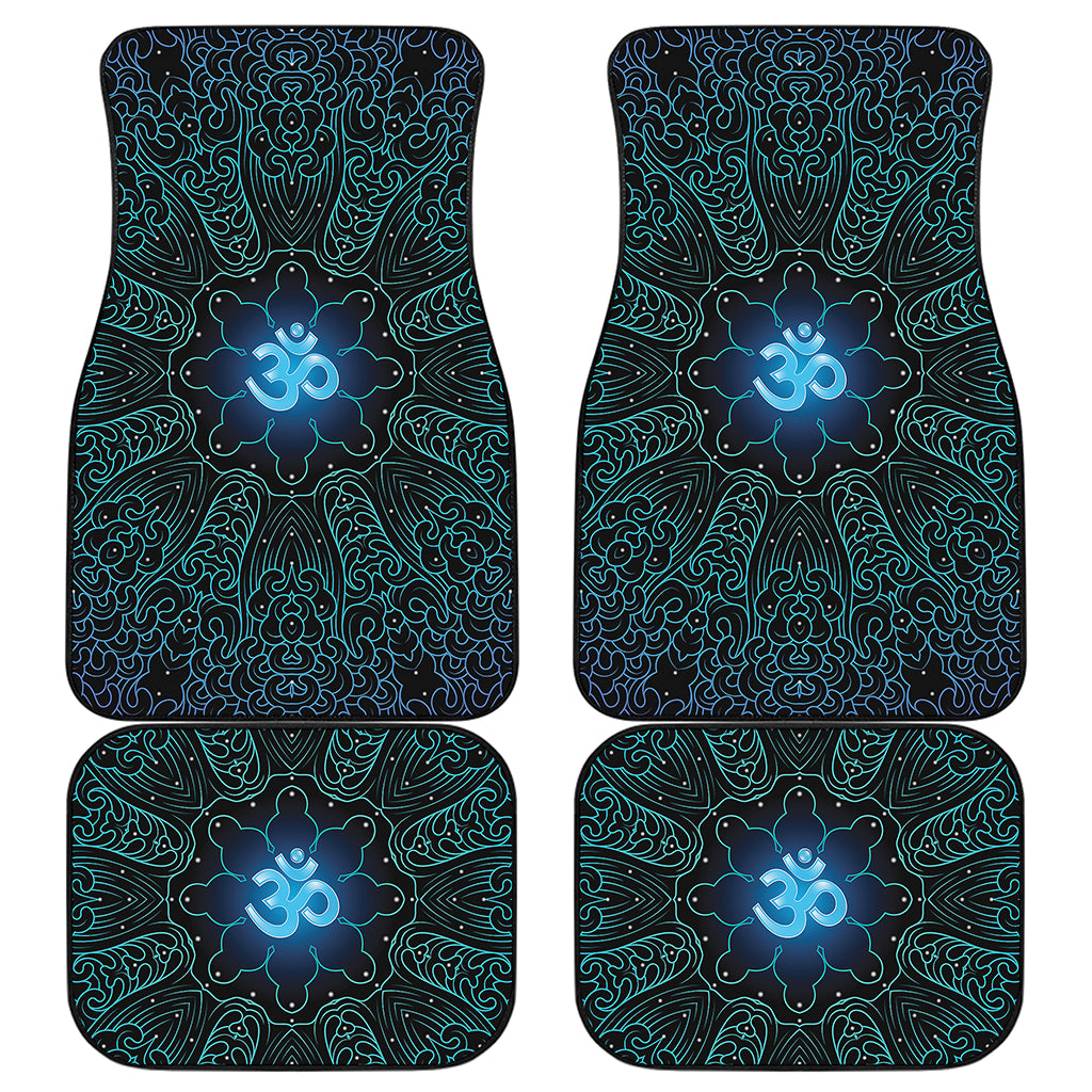Blue Om Mandala Print Front and Back Car Floor Mats