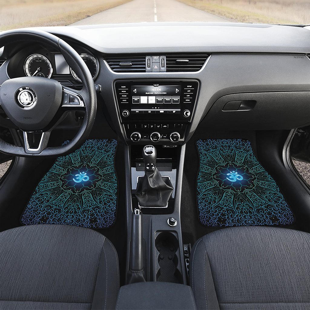 Blue Om Mandala Print Front and Back Car Floor Mats