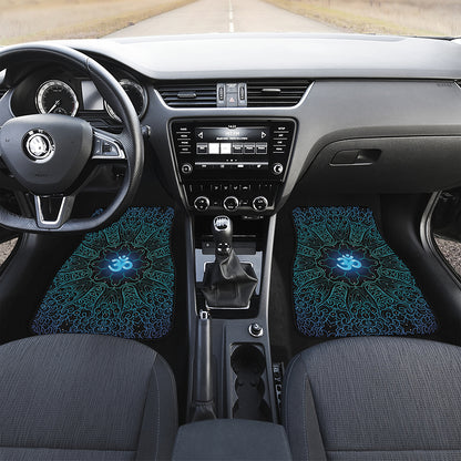 Blue Om Mandala Print Front and Back Car Floor Mats