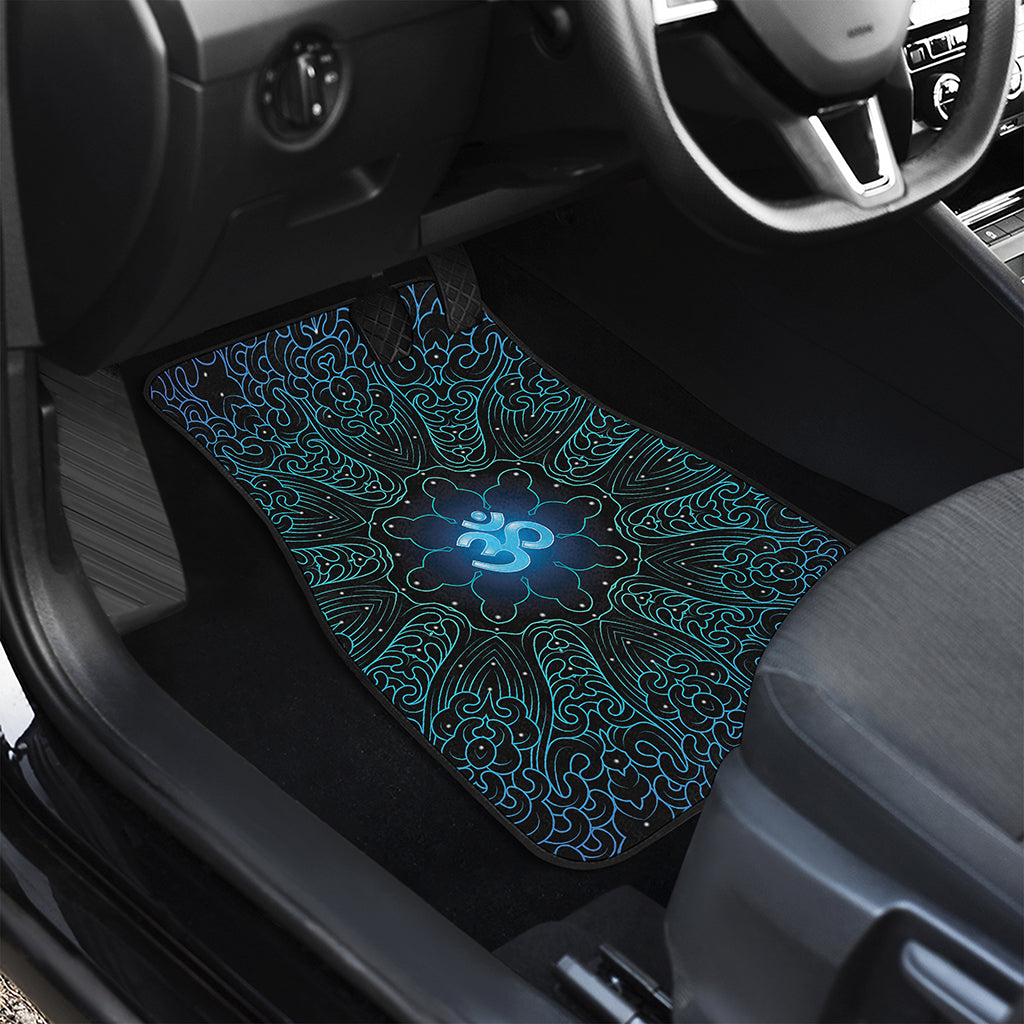 Blue Om Mandala Print Front and Back Car Floor Mats