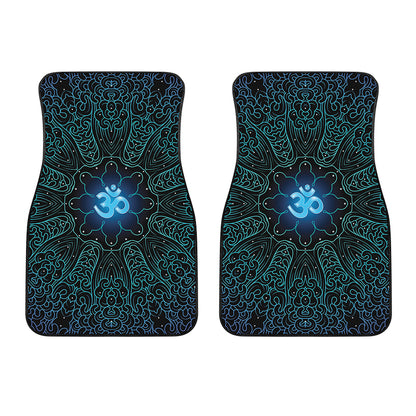 Blue Om Mandala Print Front Car Floor Mats