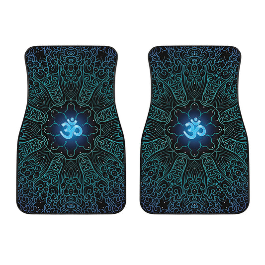 Blue Om Mandala Print Front Car Floor Mats