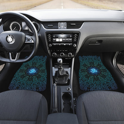 Blue Om Mandala Print Front Car Floor Mats