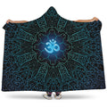 Blue Om Mandala Print Hooded Blanket