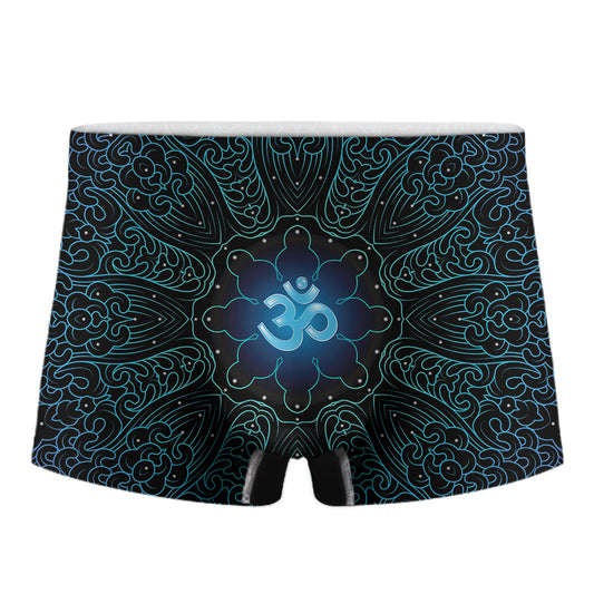 Blue Om Mandala Print Men's Boxer Briefs