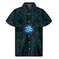 Blue Om Mandala Print Men's Short Sleeve Shirt
