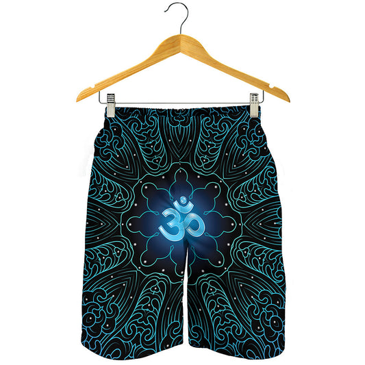 Blue Om Mandala Print Men's Shorts
