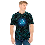 Blue Om Mandala Print Men's T-Shirt