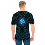 Blue Om Mandala Print Men's T-Shirt