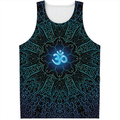 Blue Om Mandala Print Men's Tank Top
