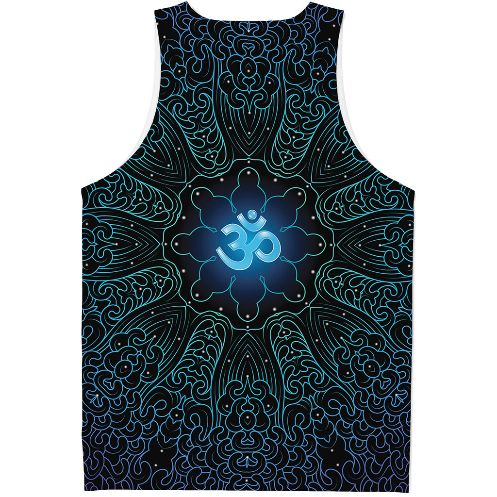 Blue Om Mandala Print Men's Tank Top