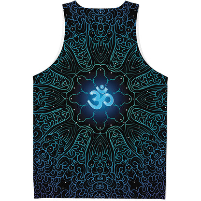 Blue Om Mandala Print Men's Tank Top