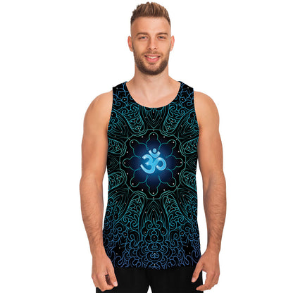 Blue Om Mandala Print Men's Tank Top
