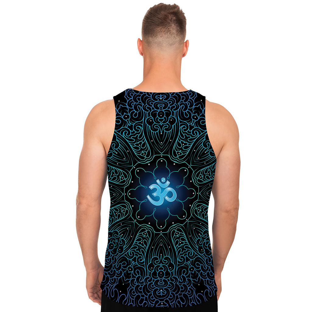 Blue Om Mandala Print Men's Tank Top