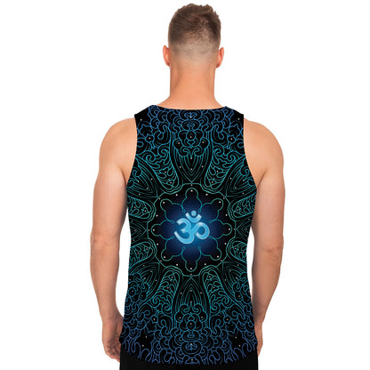 Blue Om Mandala Print Men's Tank Top