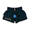 Blue Om Mandala Print Muay Thai Boxing Shorts