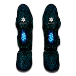 Blue Om Mandala Print Muay Thai Shin Guard